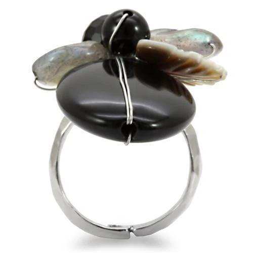 LOA594 - Antique Tone Brass Ring with Assorted in Multi Color - Alamode - Flyclothing LLC