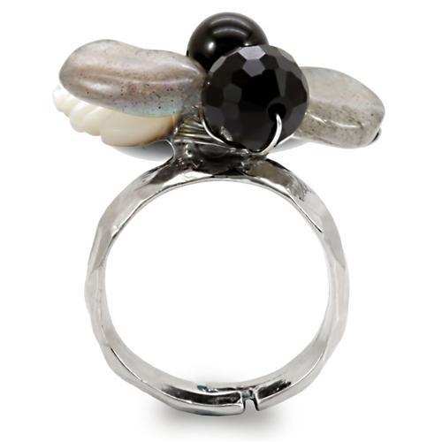 LOA594 - Antique Tone Brass Ring with Assorted in Multi Color - Alamode - Flyclothing LLC