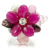 LOA595 - Antique Tone Brass Ring with Assorted in Multi Color - Alamode - Flyclothing LLC