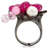 LOA595 - Antique Tone Brass Ring with Assorted in Multi Color - Alamode - Flyclothing LLC