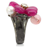 LOA595 - Antique Tone Brass Ring with Assorted in Multi Color - Alamode - Flyclothing LLC