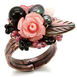 LOA596 - Antique Tone Brass Ring with Assorted in Multi Color - Alamode - Flyclothing LLC