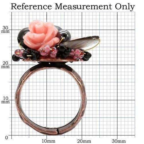 LOA596 - Antique Tone Brass Ring with Assorted in Multi Color - Alamode - Flyclothing LLC