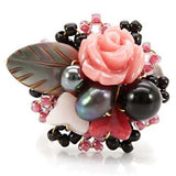 LOA596 - Antique Tone Brass Ring with Assorted in Multi Color - Alamode - Flyclothing LLC