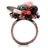 LOA596 - Antique Tone Brass Ring with Assorted in Multi Color - Alamode - Flyclothing LLC