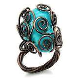 LOA597 - Antique Tone Brass Ring with Synthetic Turquoise in Turquoise - Alamode - Flyclothing LLC