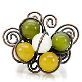 LOA598 - Antique Tone Brass Ring with Assorted in Multi Color - Alamode - Flyclothing LLC