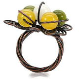 LOA598 - Antique Tone Brass Ring with Assorted in Multi Color - Alamode - Flyclothing LLC