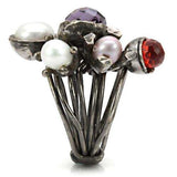 LOA599 - Antique Tone Brass Ring with Assorted in Multi Color - Alamode - Flyclothing LLC