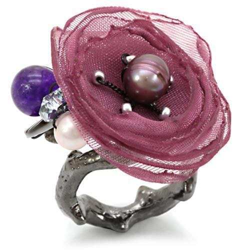LOA600 - Antique Tone Brass Ring with Assorted in Multi Color - Alamode - Flyclothing LLC