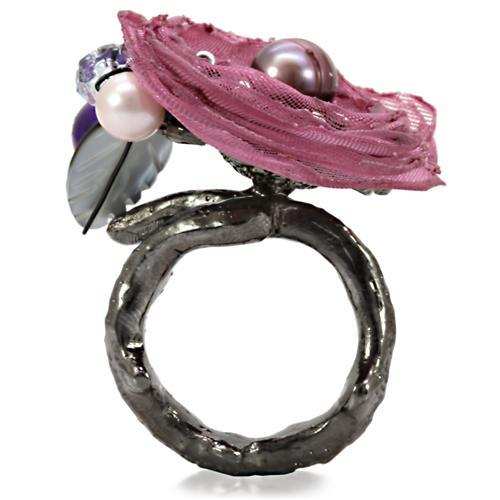 LOA600 - Antique Tone Brass Ring with Assorted in Multi Color - Alamode - Flyclothing LLC