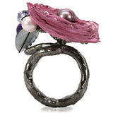 LOA600 - Antique Tone Brass Ring with Assorted in Multi Color - Alamode - Flyclothing LLC
