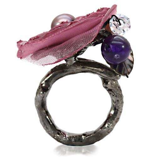 LOA600 - Antique Tone Brass Ring with Assorted in Multi Color - Alamode - Flyclothing LLC