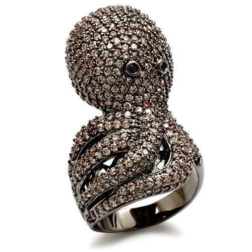 1W080 - Ruthenium Brass Ring with AAA Grade CZ in Multi Color - Alamode - Flyclothing LLC