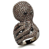 1W080 - Ruthenium Brass Ring with AAA Grade CZ in Multi Color - Alamode - Flyclothing LLC