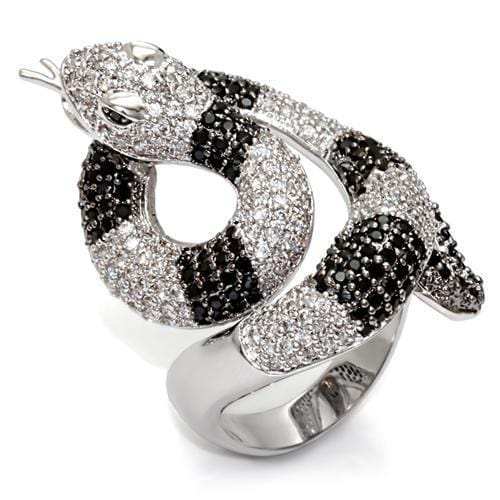 1W081 - Rhodium + Ruthenium Brass Ring with AAA Grade CZ in Black Diamond - Alamode - Flyclothing LLC