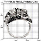 1W081 - Rhodium + Ruthenium Brass Ring with AAA Grade CZ in Black Diamond - Alamode - Flyclothing LLC