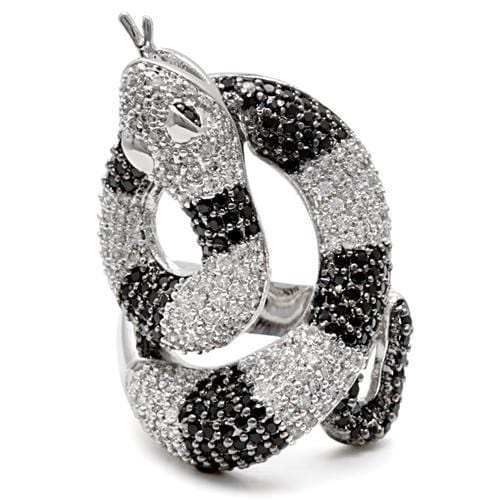 1W081 - Rhodium + Ruthenium Brass Ring with AAA Grade CZ in Black Diamond - Alamode - Flyclothing LLC