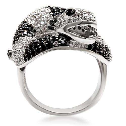 1W081 - Rhodium + Ruthenium Brass Ring with AAA Grade CZ in Black Diamond - Alamode - Flyclothing LLC