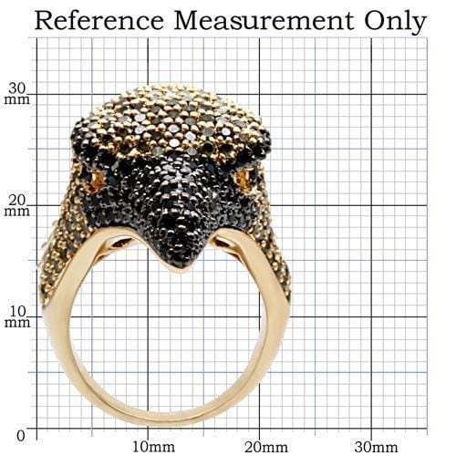 1W084 - Gold+Ruthenium Brass Ring with AAA Grade CZ in Multi Color - Alamode - Flyclothing LLC