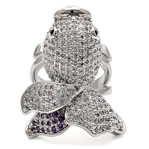 1W085 - Rhodium Brass Ring with AAA Grade CZ in Multi Color - Alamode - Flyclothing LLC