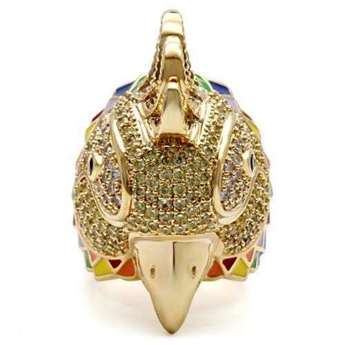1W087 - Gold Brass Ring with AAA Grade CZ in Multi Color - Alamode - Flyclothing LLC