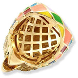 1W087 - Gold Brass Ring with AAA Grade CZ in Multi Color - Alamode - Flyclothing LLC