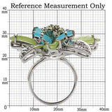 1W094 - Rhodium Brass Ring with Synthetic Synthetic Glass in Multi Color - Alamode - Flyclothing LLC