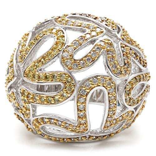 1W095 - Reverse Two-Tone Brass Ring with AAA Grade CZ in Topaz - Alamode - Flyclothing LLC