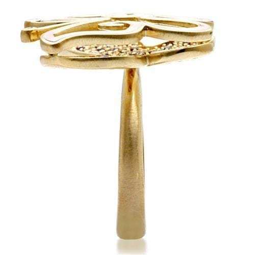 1W096 - Matte Gold Brass Ring with AAA Grade CZ in Multi Color - Alamode - Flyclothing LLC