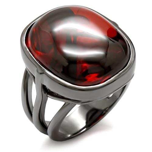 1W100 - Ruthenium Brass Ring with AAA Grade CZ in Garnet - Alamode - Flyclothing LLC