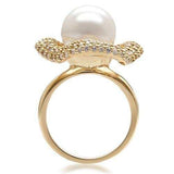 1W103 - Gold Brass Ring with Synthetic Pearl in White - Alamode - Flyclothing LLC