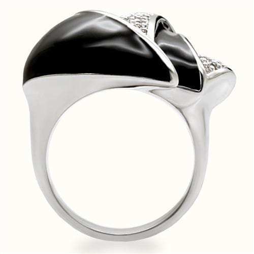 1W105 - Rhodium Brass Ring with AAA Grade CZ in Clear - Alamode - Flyclothing LLC