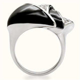 1W105 - Rhodium Brass Ring with AAA Grade CZ in Clear - Alamode - Flyclothing LLC