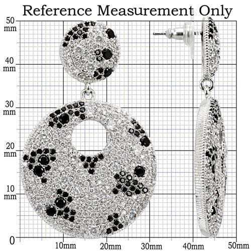 1W122 - Imitation Rhodium Brass Earrings with AAA Grade CZ in Black Diamond - Alamode - Flyclothing LLC