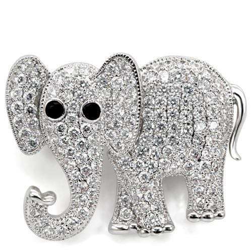 1W125 - Imitation Rhodium Brass Brooches with AAA Grade CZ in Black Diamond - Alamode - Flyclothing LLC