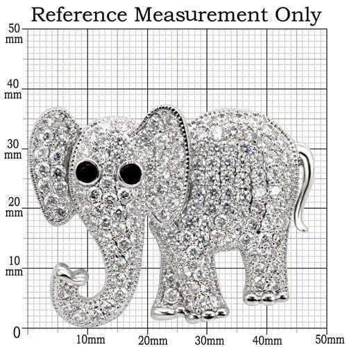 1W125 - Imitation Rhodium Brass Brooches with AAA Grade CZ in Black Diamond - Alamode - Flyclothing LLC