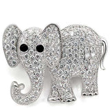 1W125 - Imitation Rhodium Brass Brooches with AAA Grade CZ in Black Diamond - Alamode - Flyclothing LLC