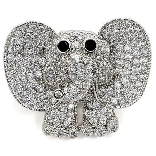 1W126 - Imitation Rhodium Brass Brooches with AAA Grade CZ in Black Diamond - Alamode - Flyclothing LLC