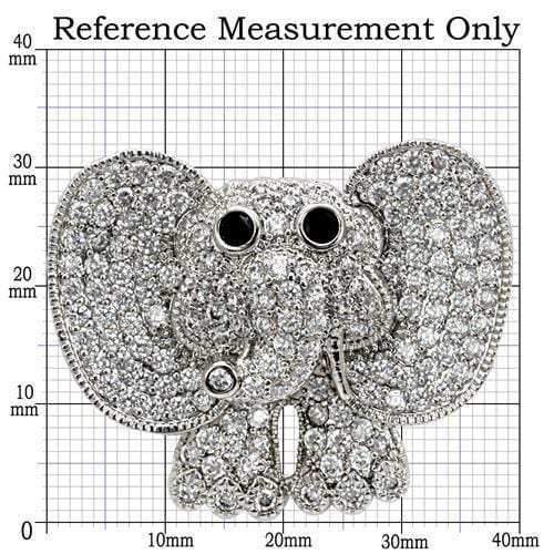 1W126 - Imitation Rhodium Brass Brooches with AAA Grade CZ in Black Diamond - Alamode - Flyclothing LLC