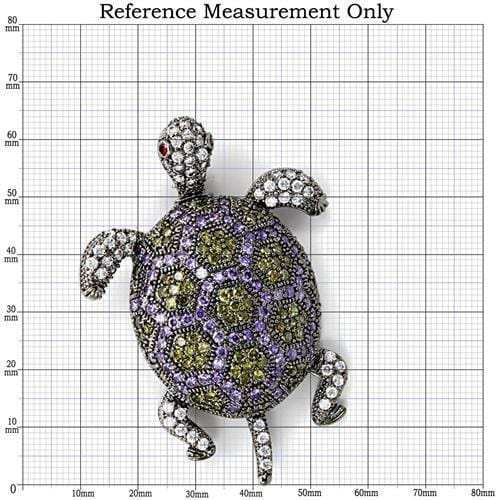 1W127 - Ruthenium Brass Brooches with AAA Grade CZ in Multi Color - Alamode - Flyclothing LLC