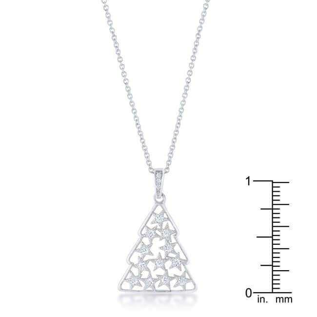 .2 ct CZ Rhodium Christmas Tree Pave Holiday Pendant - JGI - Flyclothing LLC