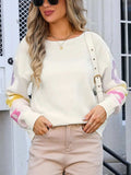 Angel Wings Flower Round Neck Dropped Shoulder Sweater - Trendsi - Flyclothing LLC