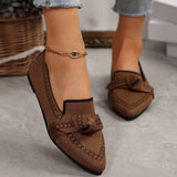 knitted Slip-On Flats with Bow - Trendsi - Flyclothing LLC