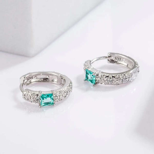 925 Sterling Silver Inlaid Zircon Earrings - Trendsi - Flyclothing LLC