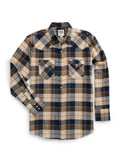 Men's Ely Cattleman Long Sleeve Flannel Plaid Western Snap Shirt- Natural - Ely Cattleman - Flyclothing LLC