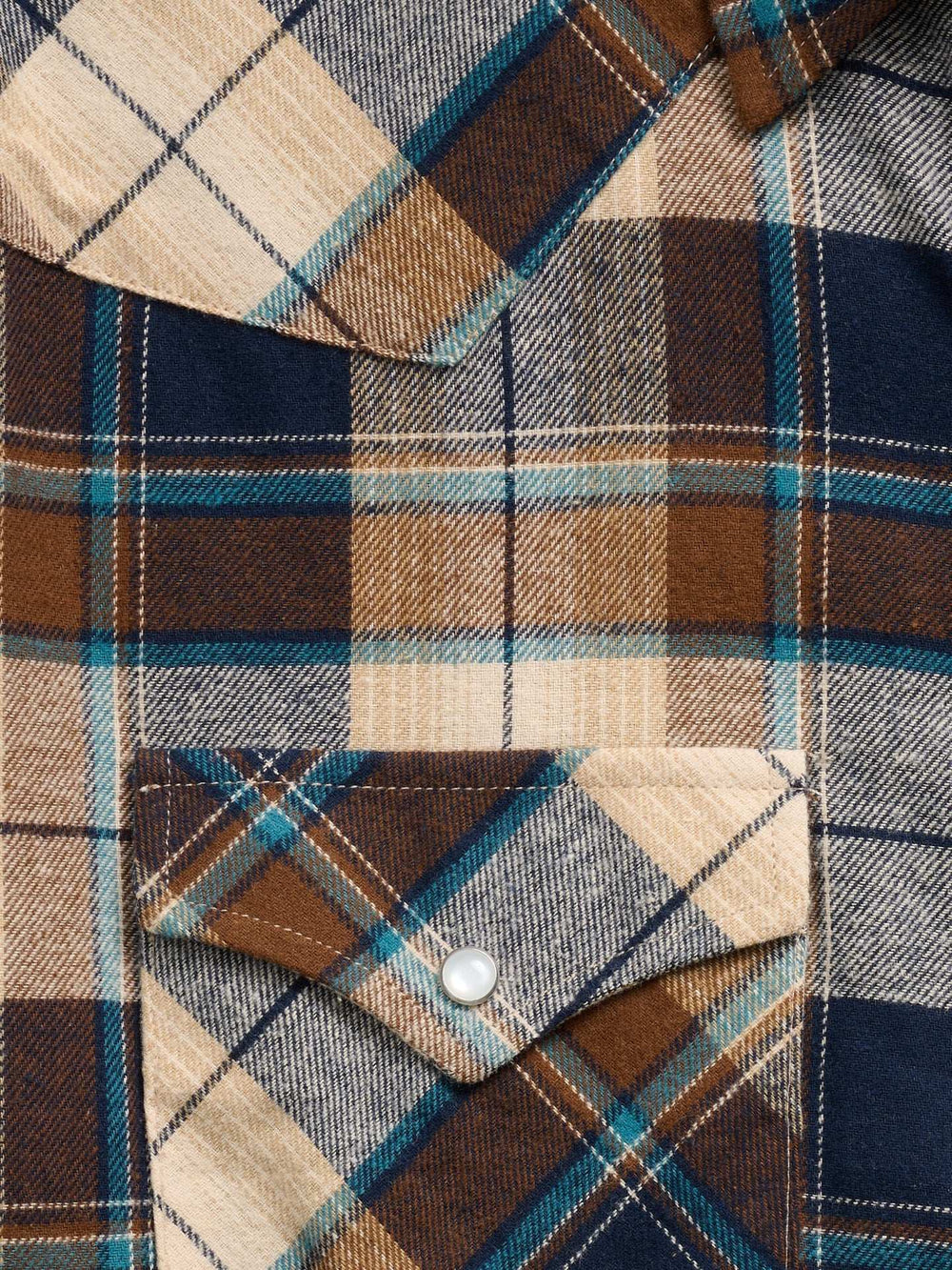 Men's Ely Cattleman Long Sleeve Flannel Plaid Western Snap Shirt- Natural - Ely Cattleman - Flyclothing LLC