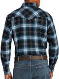 Men's Ely Cattleman Long Sleeve Brawny Flannel Western Snap Shirt- Black - Ely Cattleman - Flyclothing LLC