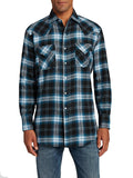 Men's Ely Cattleman Long Sleeve Brawny Flannel Western Snap Shirt- Black - Ely Cattleman - Flyclothing LLC