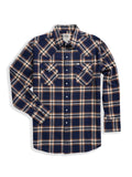 Men's Ely Cattleman Long Sleeve Brawny Flannel Western Snap Shirt- Navy - Ely Cattleman - Flyclothing LLC